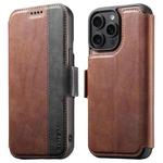 For iPhone 13 Pro Max Suteni Q07 2-in-1 Multi-function Detachable Wallet MagSafe Phone Case(Brown)