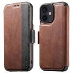 For iPhone 12 Suteni Q07 2-in-1 Multi-function Detachable Wallet MagSafe Phone Case(Brown)