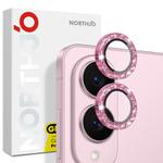 For Samsung Galaxy S25 Edge 5G NORTHJO 1 Set Camera Lens Protector Glitter Metal Ring Film(Pink)