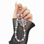 Laser Crystal Butterfly Pearl Mobile Phone Chain(Translucent Pink)