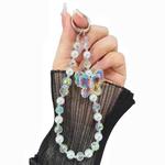 Laser Crystal Butterfly Pearl Mobile Phone Chain(Translucent White)