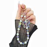 Laser Crystal Butterfly Pearl Mobile Phone Chain(Translucent Grey)