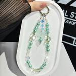 Three-Color Crystal Butterfly Pearl Mobile Phone Chain(Green)
