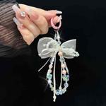 Pearl Bow Laser Butterfly Mobile Phone Chain(Pink)