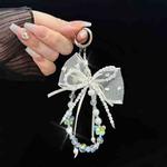 Pearl Bow Laser Butterfly Mobile Phone Chain(White)