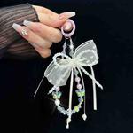Pearl Bow Laser Butterfly Mobile Phone Chain(Purple)
