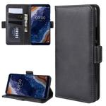 Double Buckle Wallet Stand Leather Cell Phone Case for Nokia 9 PureView，with Wallet & Holder & Card Slots(Black)