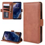 Double Buckle Wallet Stand Leather Cell Phone Case for Nokia 9 PureView，with Wallet & Holder & Card Slots(Brown)