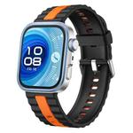 For Huawei Watch Fit 4 / Fit 4 Pro / Fit 3 Vertical Striped Two Color Silicone Watch Band(Black Orange)