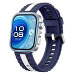 For Huawei Watch Fit 4 / Fit 4 Pro / Fit 3 Vertical Striped Two Color Silicone Watch Band(Midnight Blue White)