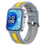 For Huawei Watch Fit 4 / Fit 4 Pro / Fit 3 Vertical Striped Two Color Silicone Watch Band(Silver Gray Yellow)