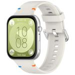 For Huawei Watch Fit 4 Pro / Fit 4 / Fit 3 Stitched Silver Buckle Silicone Watch Band(Ivory White)
