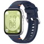 For Huawei Watch Fit 4 Pro / Fit 4 / Fit 3 Stitched Silver Buckle Silicone Watch Band(Midnight Blue)