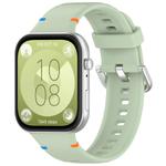 For Huawei Watch Fit 4 Pro / Fit 4 / Fit 3 Stitched Silver Buckle Silicone Watch Band(Green)