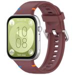 For Huawei Watch Fit 4 Pro / Fit 4 / Fit 3 Stitched Silver Buckle Silicone Watch Band(Wine Red)