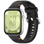 For Huawei Watch Fit 4 Pro / Fit 4 / Fit 3 Stitched Silver Buckle Silicone Watch Band(Black)