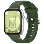 For Huawei Watch Fit 4 Pro / Fit 4 / Fit 3 Stitched Silver Buckle Silicone Watch Band(Army Green)