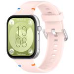 For Huawei Watch Fit 4 Pro / Fit 4 / Fit 3 Stitched Silver Buckle Silicone Watch Band(Pink)