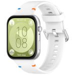For Huawei Watch Fit 4 Pro / Fit 4 / Fit 3 Stitched Silver Buckle Silicone Watch Band(White)