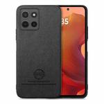 For Motorola Moto G15 Twill Fabric Leather Skin Back Phone Case(Black)