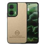 For Motorola Moto G35 Twill Fabric Leather Skin Back Phone Case(Khaki)