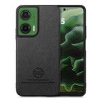 For Motorola Moto G35 Twill Fabric Leather Skin Back Phone Case(Black)