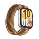 For Huawei Watch Fit 4 Watch Case Integrated Nylon Loop Watch Band(Light Brown Coffee)