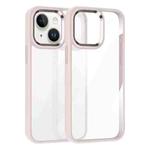 For iPhone 14 Plus Kalebol Gold Shield PC Hybrid TPU Phone Case(Pink)