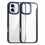For iPhone 16 Kalebol Gold Shield PC Hybrid TPU Phone Case(Dark Blue)