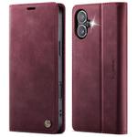 For iPhone 16 CaseMe 033 Calf Leather Lining Microfibre RFID Blocking Phone Case(Red)