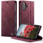 For iPhone 16 Plus CaseMe 033 Calf Leather Lining Microfibre RFID Blocking Phone Case(Red)