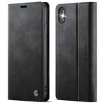 For iPhone X / XS CaseMe 033 Calf Leather Lining Microfibre RFID Blocking Phone Case(Black)