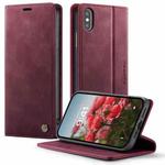For iPhone X / XS CaseMe 033 Calf Leather Lining Microfibre RFID Blocking Phone Case(Red)