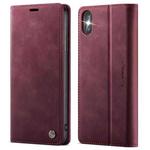 For iPhone XS Max CaseMe 033 Calf Leather Lining Microfibre RFID Blocking Phone Case(Red)