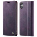 For iPhone XS Max CaseMe 033 Calf Leather Lining Microfibre RFID Blocking Phone Case(Purple)
