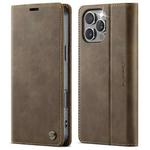For iPhone 16 Pro Max CaseMe 033 Calf Leather Lining Microfibre RFID Blocking Phone Case(Coffee)
