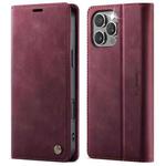 For iPhone 16 Pro Max CaseMe 033 Calf Leather Lining Microfibre RFID Blocking Phone Case(Red)