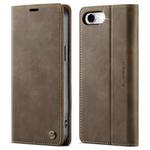 For iPhone 16e CaseMe 033 Calf Leather Lining Microfibre RFID Blocking Phone Case(Coffee)