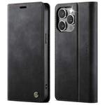 For iPhone 15 Pro CaseMe 033 Calf Leather Lining Microfibre RFID Blocking Phone Case(Black)