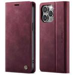 For iPhone 15 Pro CaseMe 033 Calf Leather Lining Microfibre RFID Blocking Phone Case(Red)