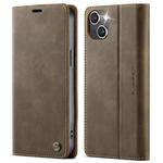 For iPhone 15 Plus CaseMe 033 Calf Leather Lining Microfibre RFID Blocking Phone Case(Coffee)