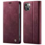 For iPhone 15 Plus CaseMe 033 Calf Leather Lining Microfibre RFID Blocking Phone Case(Red)