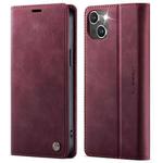 For iPhone 14 CaseMe 033 Calf Leather Lining Microfibre RFID Blocking Phone Case(Red)