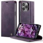 For iPhone 14 Pro CaseMe 033 Calf Leather Lining Microfibre RFID Blocking Phone Case(Purple)