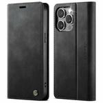 For iPhone 14 Pro Max CaseMe 033 Calf Leather Lining Microfibre RFID Blocking Phone Case(Black)