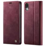 For iPhone XR CaseMe 033 Calf Leather Lining Microfibre RFID Blocking Phone Case(Red)