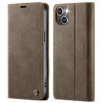 For iPhone 13 mini CaseMe 033 Calf Leather Lining Microfibre RFID Blocking Phone Case(Coffee)