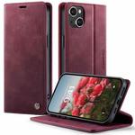 For iPhone 13 CaseMe 033 Calf Leather Lining Microfibre RFID Blocking Phone Case(Red)