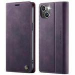 For iPhone 13 CaseMe 033 Calf Leather Lining Microfibre RFID Blocking Phone Case(Purple)