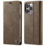For iPhone 13 Pro CaseMe 033 Calf Leather Lining Microfibre RFID Blocking Phone Case(Coffee)